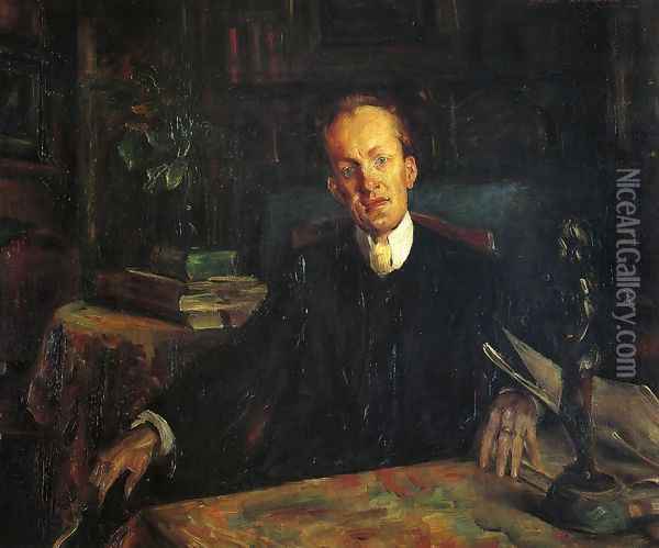 Portrait of Gerhart Hauptmann Oil Painting - Lovis (Franz Heinrich Louis) Corinth