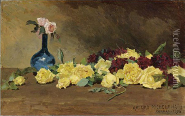 Bodegon Con Flores Oil Painting - Arturo Michelena