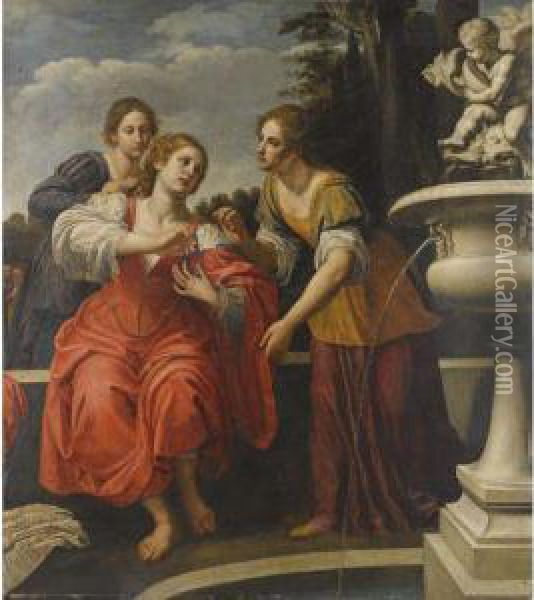 Susanna At The Well Oil Painting - Ottavio Vannini
