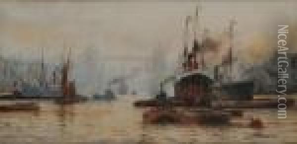 The Tower Bridge London Oil Painting - William Harrison Scarborough