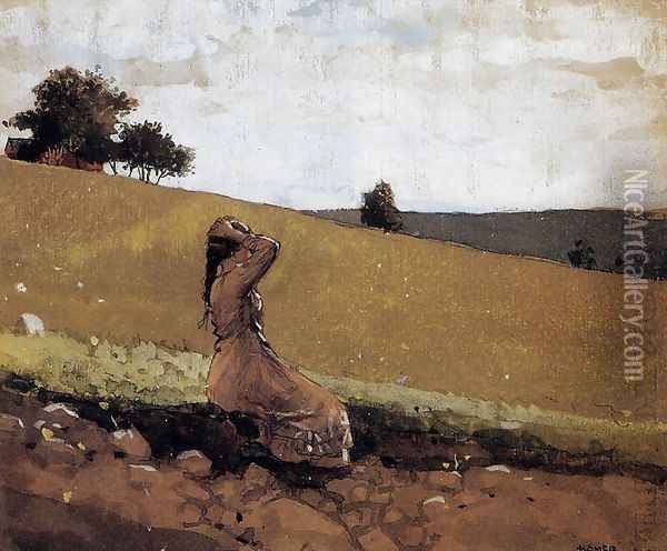 The Green Hill (or On the Hill) Oil Painting - Winslow Homer