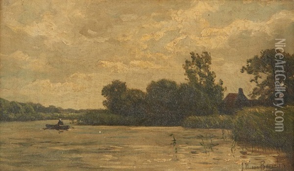 Pecheur Dans Un Estuaire Oil Painting - Jan Willem Van Borselen