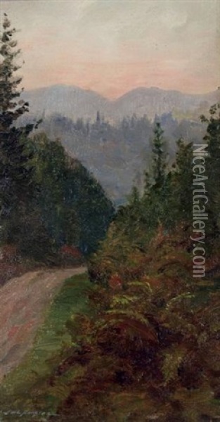Mountain Path At Dusk Oil Painting - John Wycliffe Lewis Forster