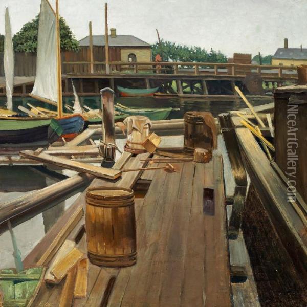 Fra Frederiksholms Kanal Oil Painting - Edvard Weie