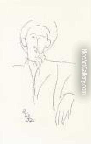 Portrait De Blaise Cendras La Cigarette A La Bouche Oil Painting - Amedeo Modigliani