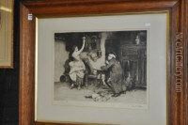 Tavern Scene Oil Painting - Ernest Stamp