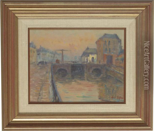 Pont Sur La Scarpe Oil Painting - Henri Aime Duhem