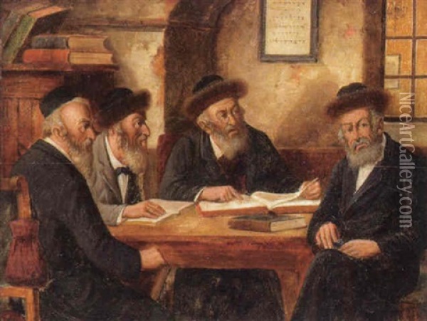 Rabbiner Im Gesprach Oil Painting - Raimund Volanek