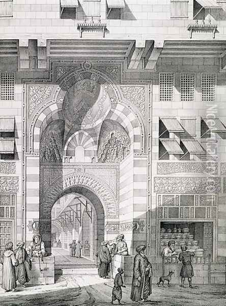 View of the Door of Okal Kaid-Bey, from Monuments and Buildings of Cairo Oil Painting - Pascal Xavier Coste