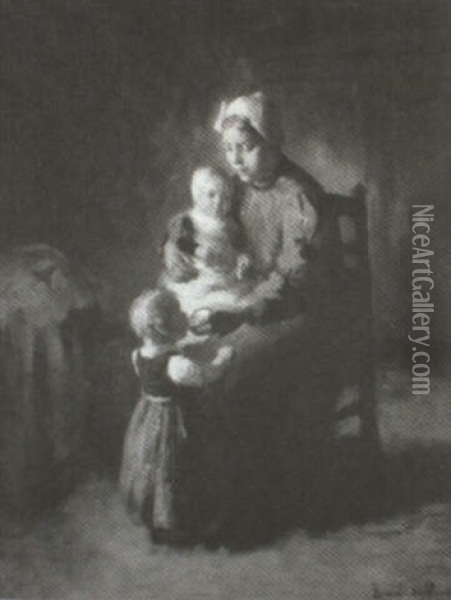 The Attentive Mother Oil Painting - Bernard de Hoog