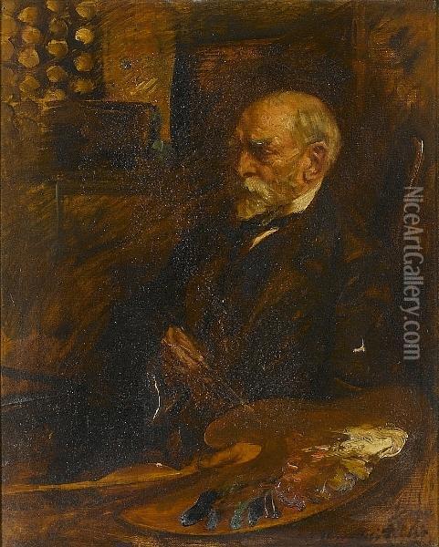 Portrait Of Sir Edward John Poynter, Pra Oil Painting - Albert Chevallier Tayler