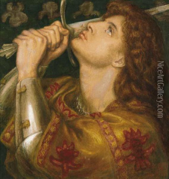 Joan Of Arc Oil Painting - Dante Gabriel Rossetti