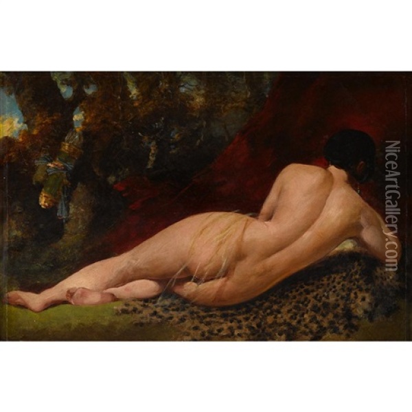Recumbent Nude In A Landscape Oil Painting - William Etty
