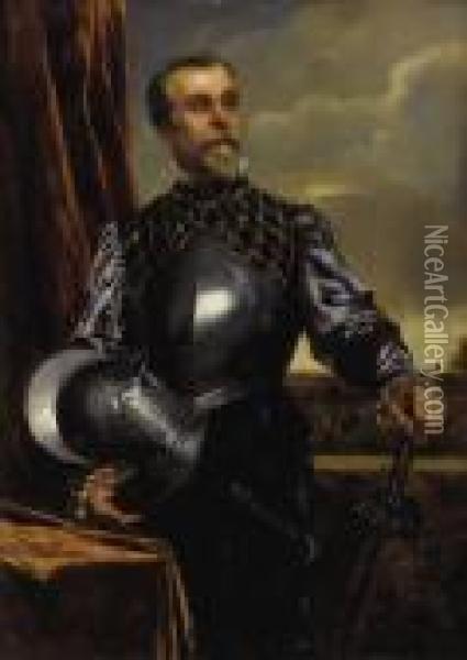 Portrait Of A Man In Armor Oil Painting - Rudolph Ernst