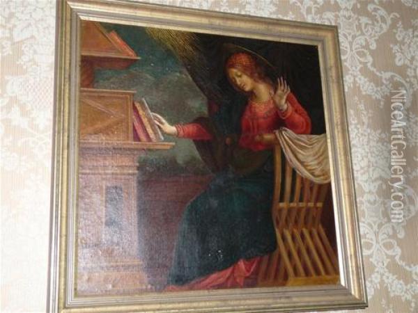The Annunciation 19thcentury Oil Painting - Gaudenzio Ferrari