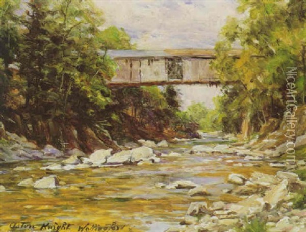 Covered Bridge - Wallingford, Ct Oil Painting - Louis Aston Knight