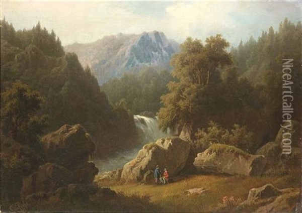 Wasserfall Bei Reichenbach Oil Painting - Otto Press