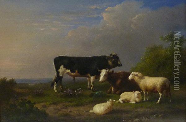 In The Meadow Oil Painting - Eugene Joseph Verboeckhoven