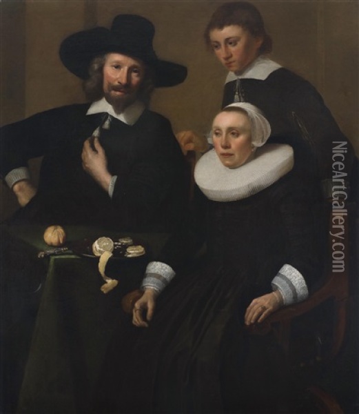 Familienportrait Mit Stilleben Oil Painting - Pieter Dubordieu