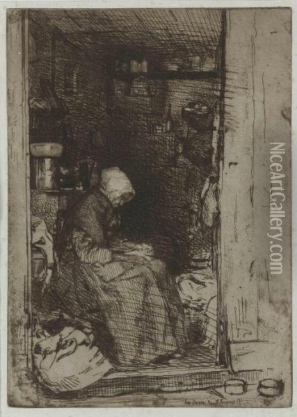 La Vieille Aux Loques, From Twelve Etchings From Nature Oil Painting - James Abbott McNeill Whistler
