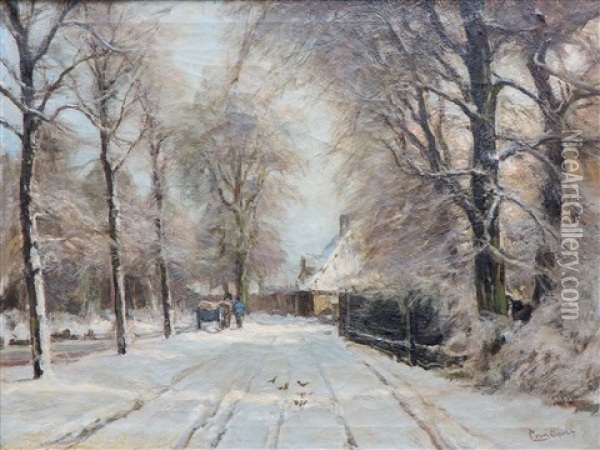 A Snowy Lane In The Hague Oil Painting - Louis Apol