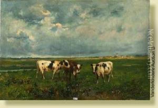 Vaches Au Pre Oil Painting - Georges, Geo Bernier