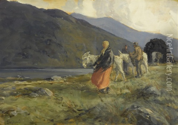 Bringing Home Turf, Leenane, Connemara Oil Painting - James Humbert Craig
