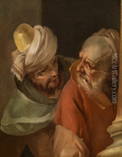 Two Character Heads Oil Painting - Francesco Zugno the Younger