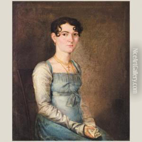 Retrato De Joven Dama Oil Painting - Zacarias Gonzalez Velazquez
