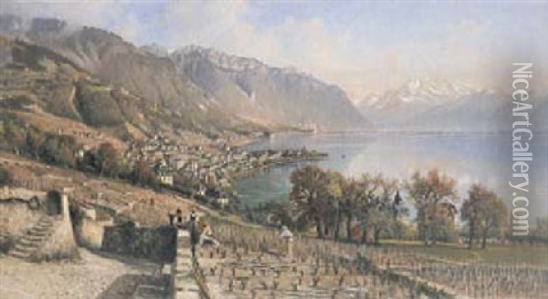Genferseeufer Mit Blick Auf Montreux Oil Painting - Franz Mueller