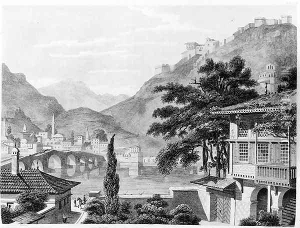 Town of Berat in early 19th century, from 'Travels in Sicily, Greece and Albania' Oil Painting - Charles Robert Cockerell