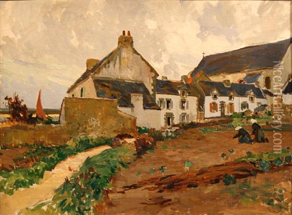 Ferme En Bretagne Oil Painting - Jules Eugene Pages