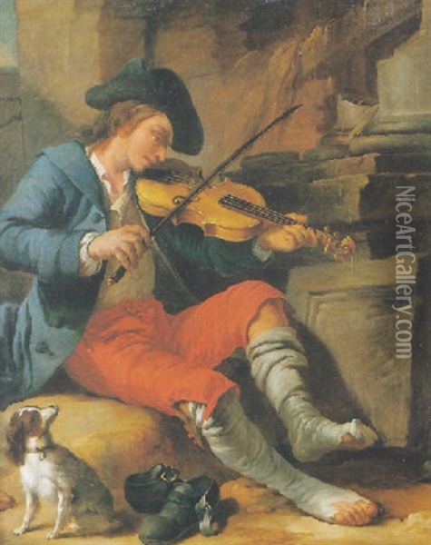 Le Violoniste Oil Painting - Jean-Baptiste Charpentier the Elder