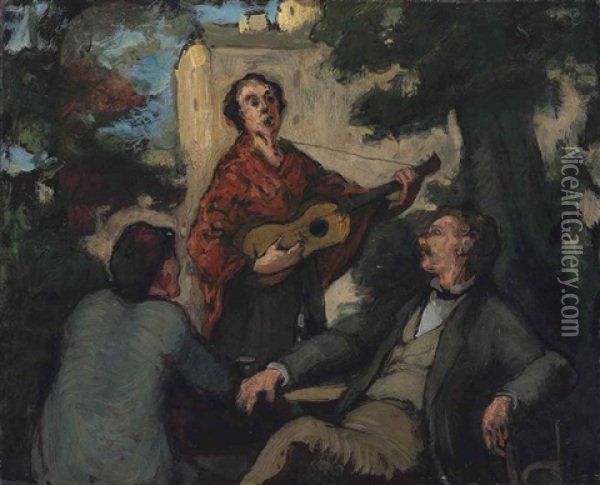 La Chanteuse De Rue Oil Painting - Honore Daumier