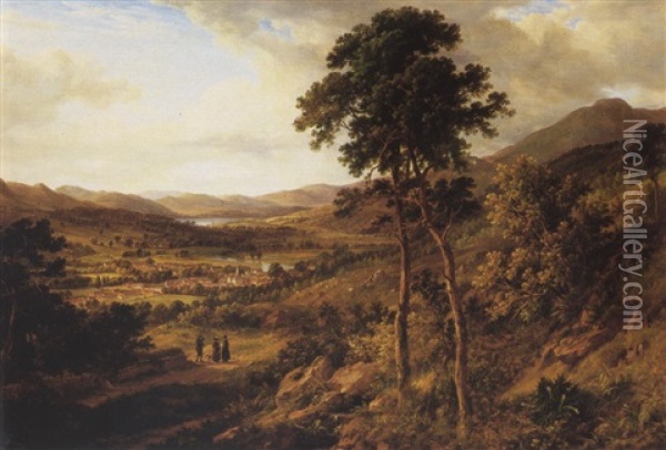 The Vale Of Leven, Dumbartonshire, With  Alexandria In The Foreground Oil Painting - Robert Gibb the Elder