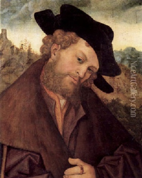 A Portrait Of A Bearded Gentleman, Bust Length Oil Painting - Lucas Cranach the Younger