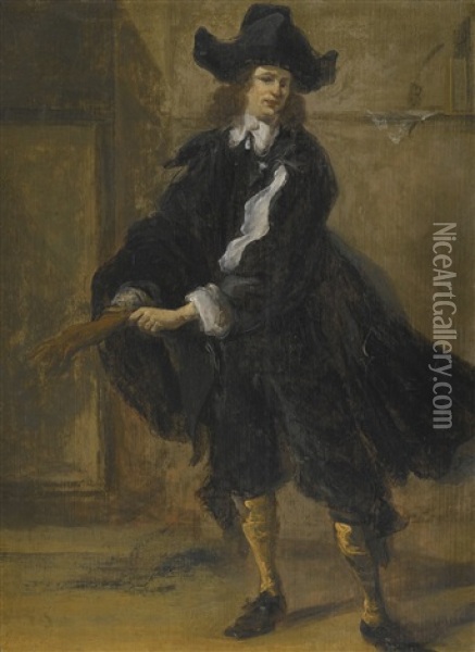 Portrait Of An Actor, Said To Be Cave Underhill As Obadiah In Robert Howard's Comedy The Committee Oil Painting - Robert Byng