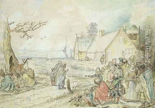 Landscape with Gypsy Fortune-Tellers Oil Painting - Hendrick Avercamp