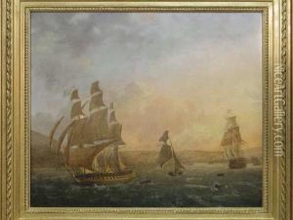 Fregate Etvaisseaux Oil Painting - Ambroise-Louis Garneray