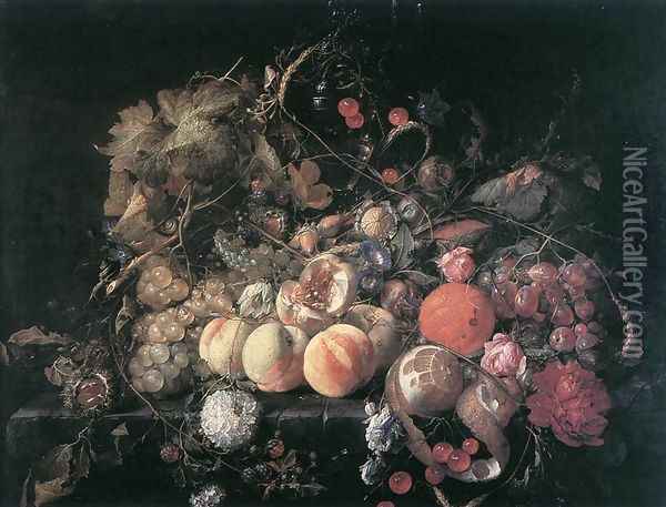 Still-Life with Flowers and Fruit Oil Painting - Cornelis De Heem
