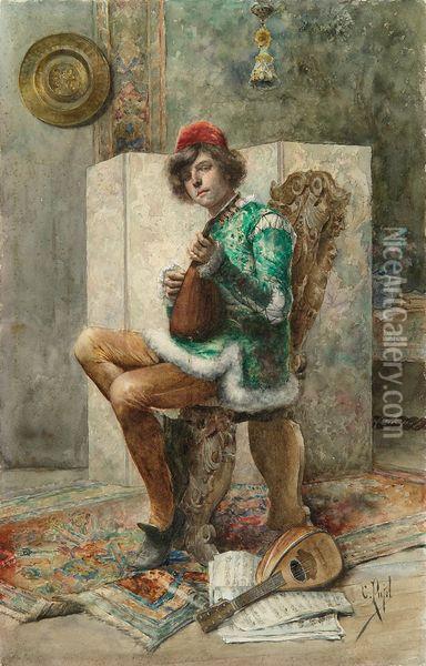 Le Troubadour Oil Painting - Clement Pujol de Guastavino