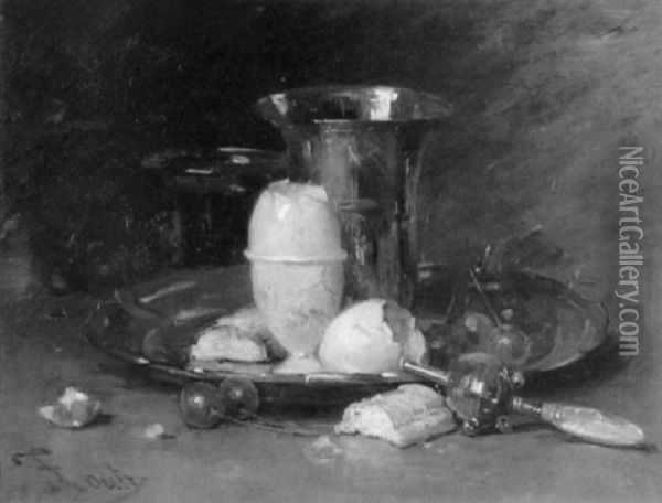 Still Life With Tableware Oil Painting - Jean-Frederic Couty