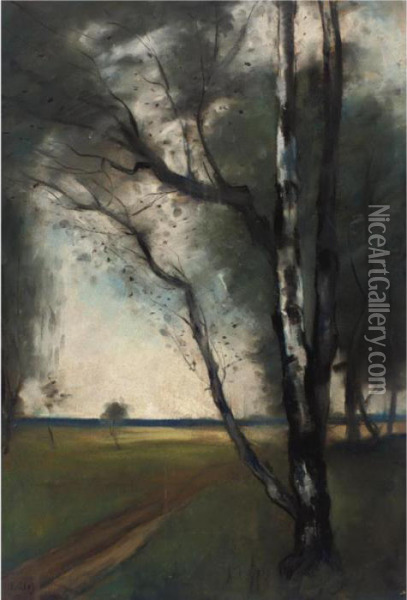Birken Am Waldrand Oil Painting - Lesser Ury
