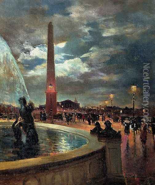 La Place de la Concorde, Paris Oil Painting - Paul-Marcel Balmigere