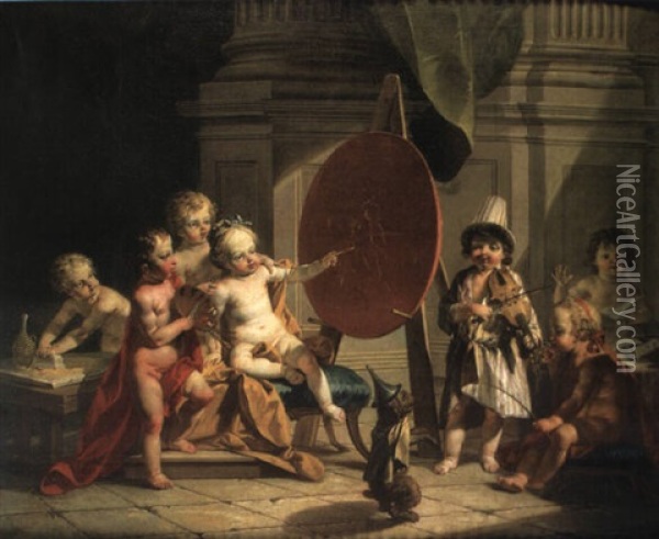 Allegorie De La Peinture Oil Painting - Charles Dominique Joseph Eisen