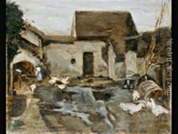Bauernhof In Barbizon (study) Oil Painting - Max Liebermann