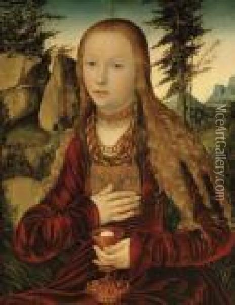 St. Barbara In A Wooded Landscape Oil Painting - Lucas The Elder Cranach