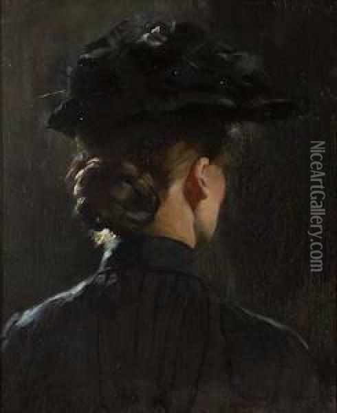 Portrait Einer Dame Mit Hut Imverlorenen Profil Oil Painting - Wilhelm Sen Roegge
