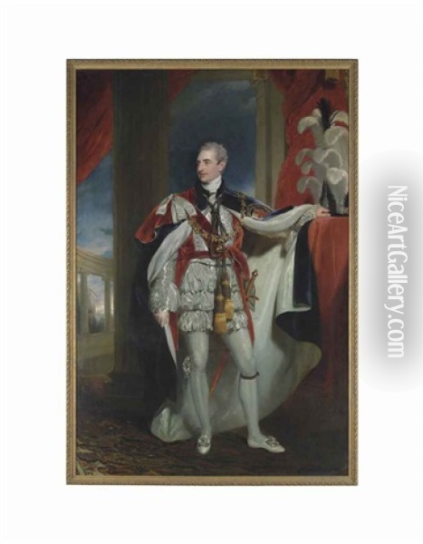 Portrait Of Robert Stewart, Viscount Castlereagh, 2nd Marquess Of Londonderry, Kg, Gch, Mp. (1769-1822), Full-length, In Peer's Robe... Oil Painting - Thomas Lawrence