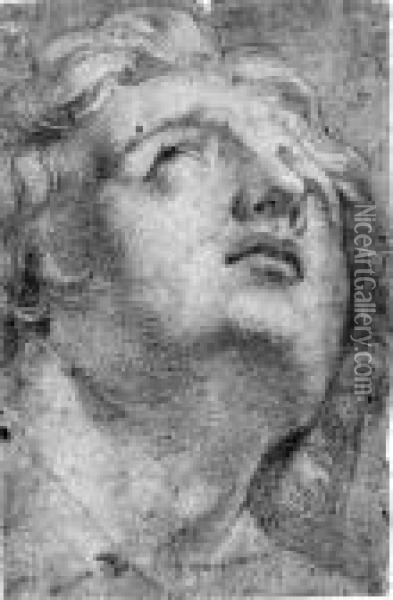 The Head Of Alexander The Great Seen From Below, After Theantique Oil Painting - Annibale Carracci